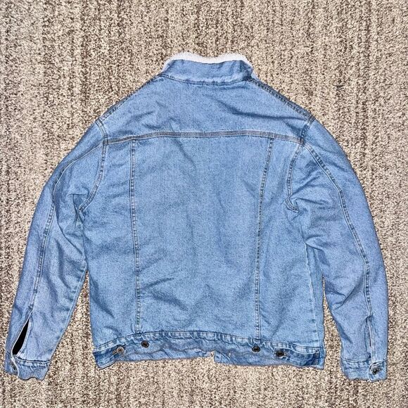 Sunrise Kingdom Men's Sherpa Lined Denim Trucker Jacket Blue Size Medium - Picture 10 of 10